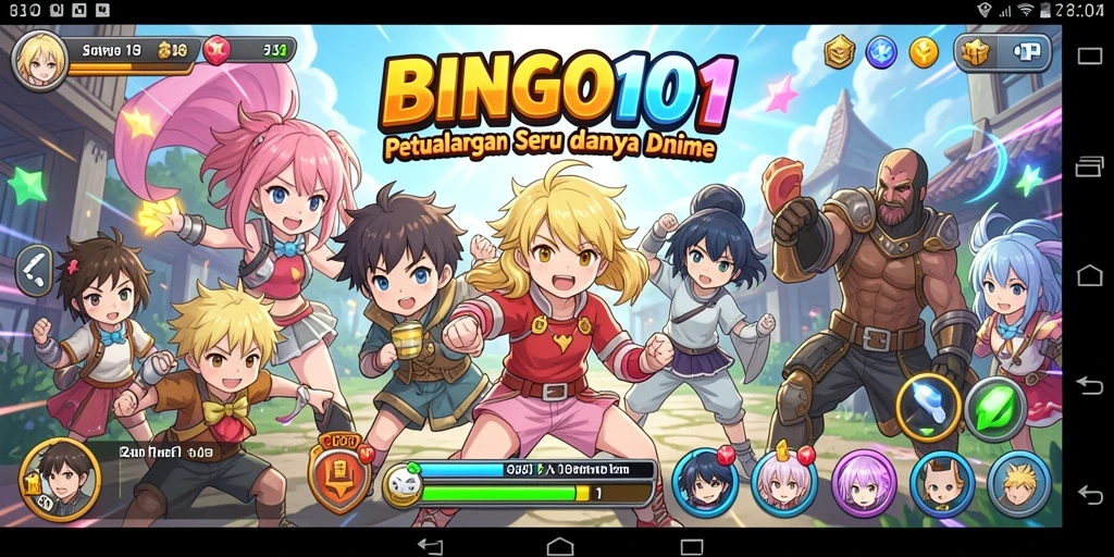 Screenshot BINGO101 menampilkan aksi seru karakter anime.