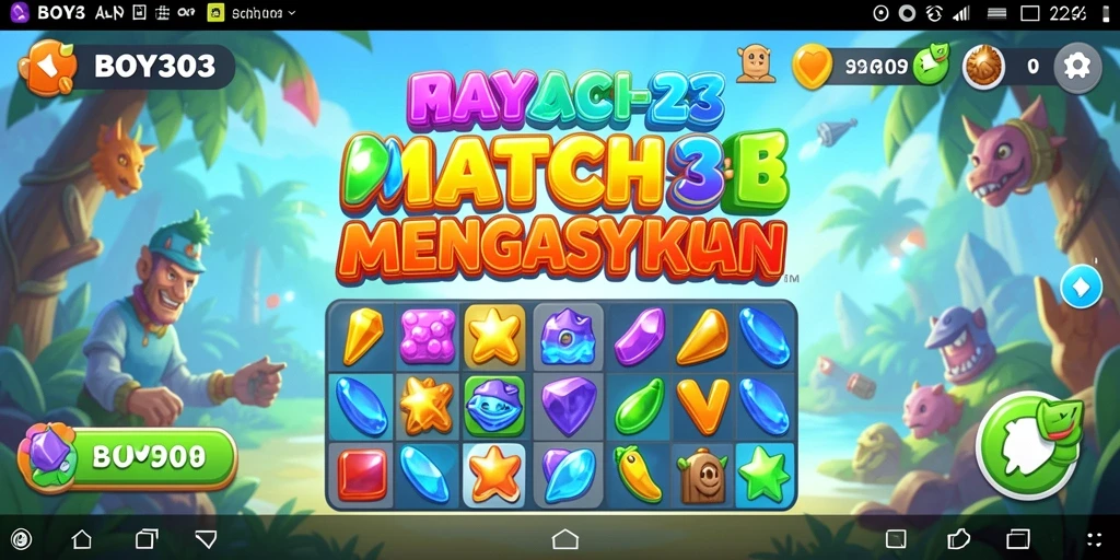 Screenshot gameplay BOY303 yang menunjukkan aksi mencocokkan item.