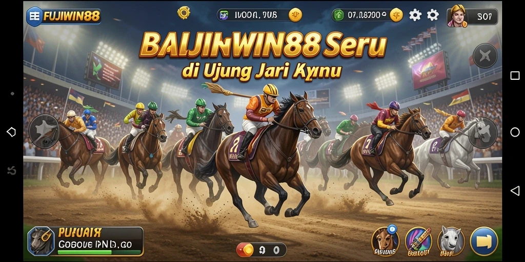 Screenshot gameplay FUJIWIN88 menunjukkan balapan yang mendebarkan.