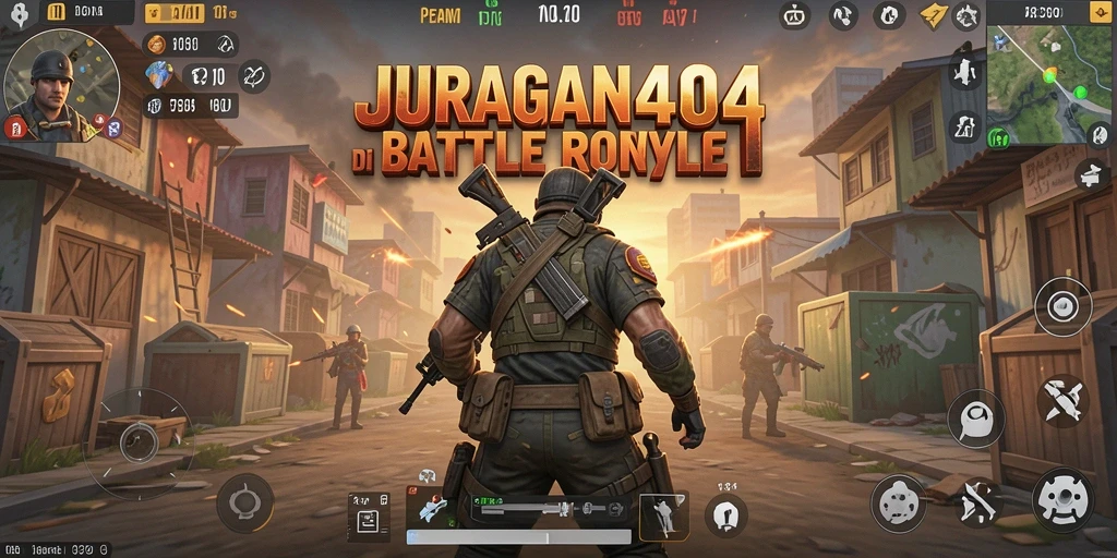 Tampilan gameplay Battle Royale yang epik dan intens di JURAGAN404.