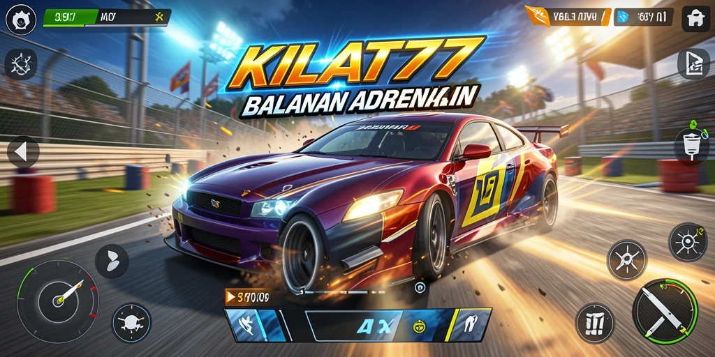 Screenshot KILAT77 menunjukkan aksi balap yang seru dan intens.