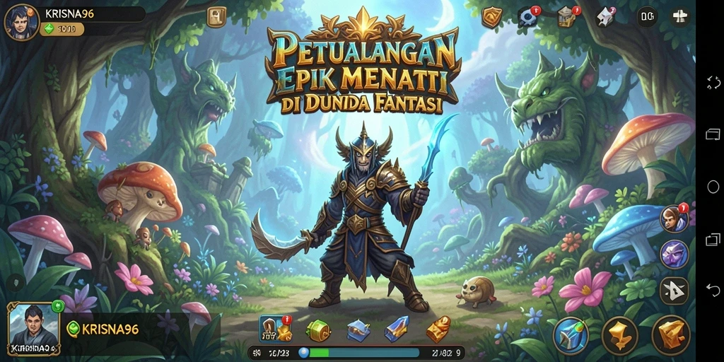 Tangkapan layar menunjukkan karakter menjelajahi dunia petualangan yang luas.