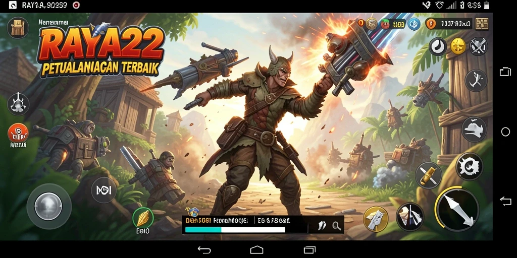 Screenshot menampilkan pertempuran epik dalam game ARPG RAYA22.