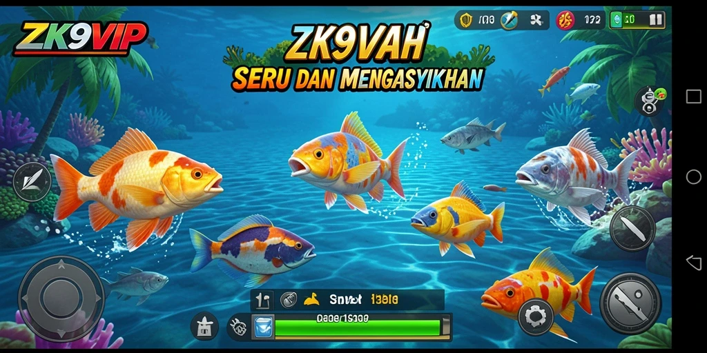 Gameplay menarik ZK9VIP dengan beragam ikan yang bisa ditangkap.